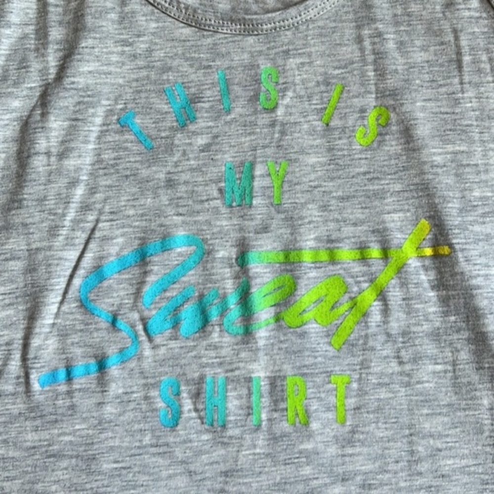 Reebok THIS IS MY SWEAT SHIRT Graphic Heathered Gray Tank Top Size Small New - Picture 5 of 9